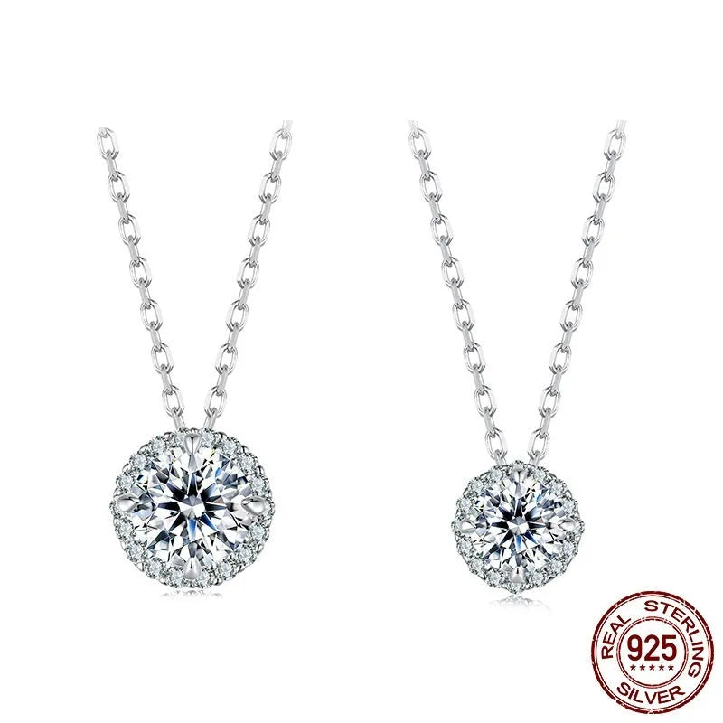 S925 silver clavicle chain necklace with electroplated finish, O-ring chain, adjustable 21-50cm on white background