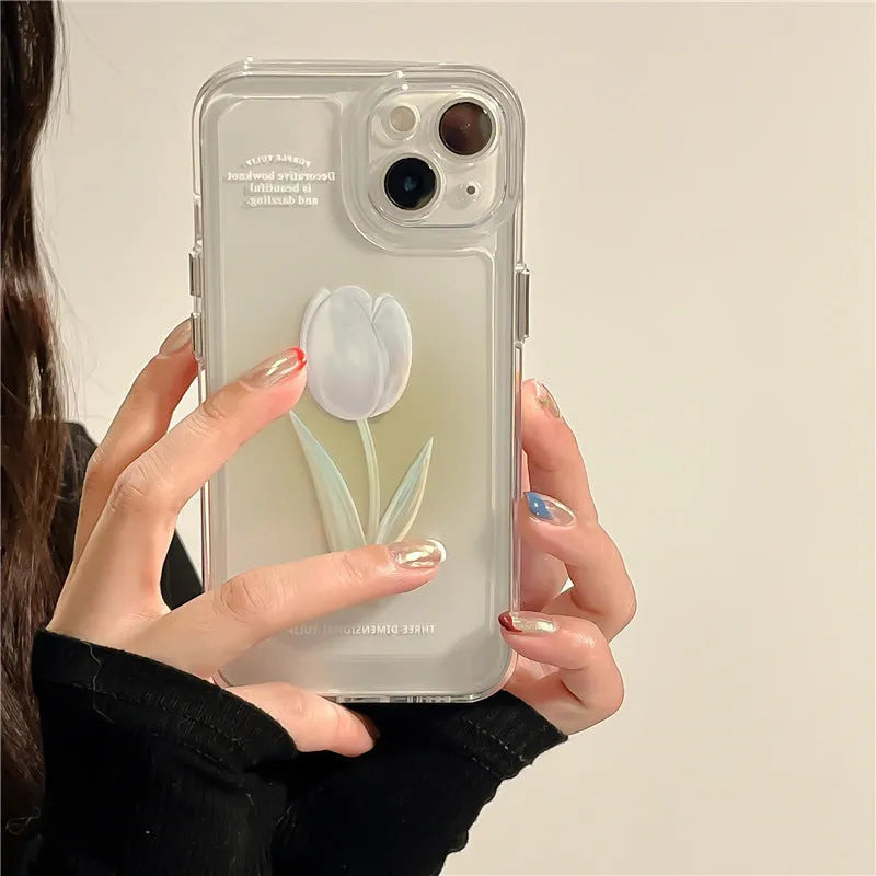 Tulip all-inclusive TPU phone case for Apple iPhone in gradient rose colour, shockproof and anti-fall design