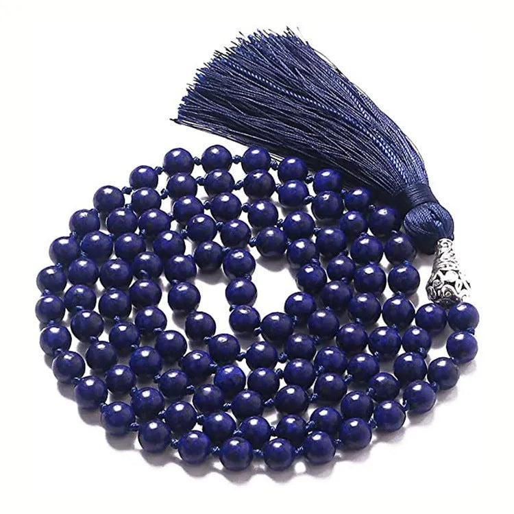 Agate geometric tassel necklace with multicolour stone pattern and adjustable length