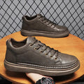 Outdoor sports board shoes Korean style low top PU flat heel in black brown gray solid colour sides 39-44