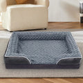 Waterproof washable dog bed with removable fabric cover in light grey, dark grey and brown colour options