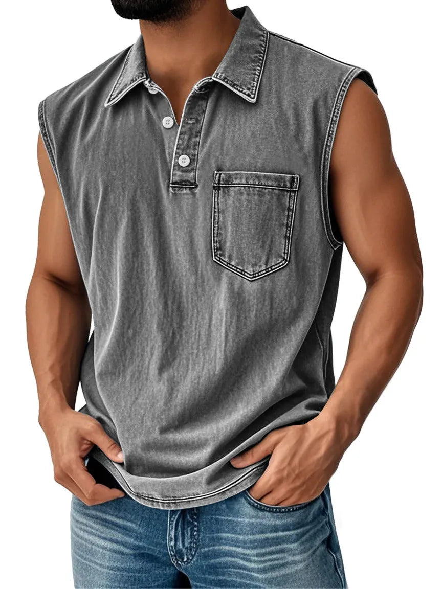 3D digital print men's button polo shirt short sleeve loose fit polyester casual top
