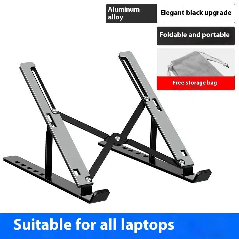 Silver aluminium laptop stand with folding legs for 16-18 inch notebooks