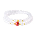 White agate women's double layer bracelet with geometric beads and national style design