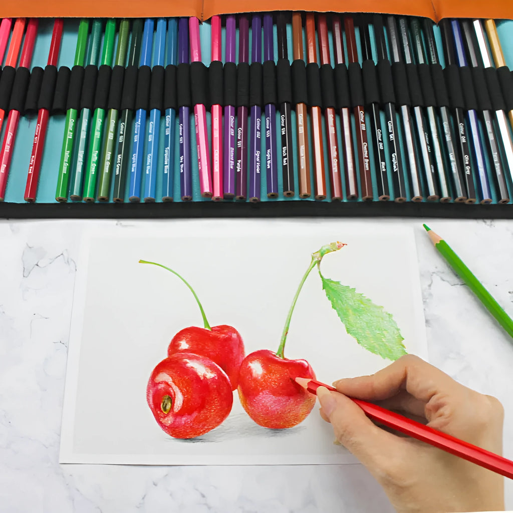 Set of 50 wooden coloured pencils for oily painting in a case with grade 1 basswood construction