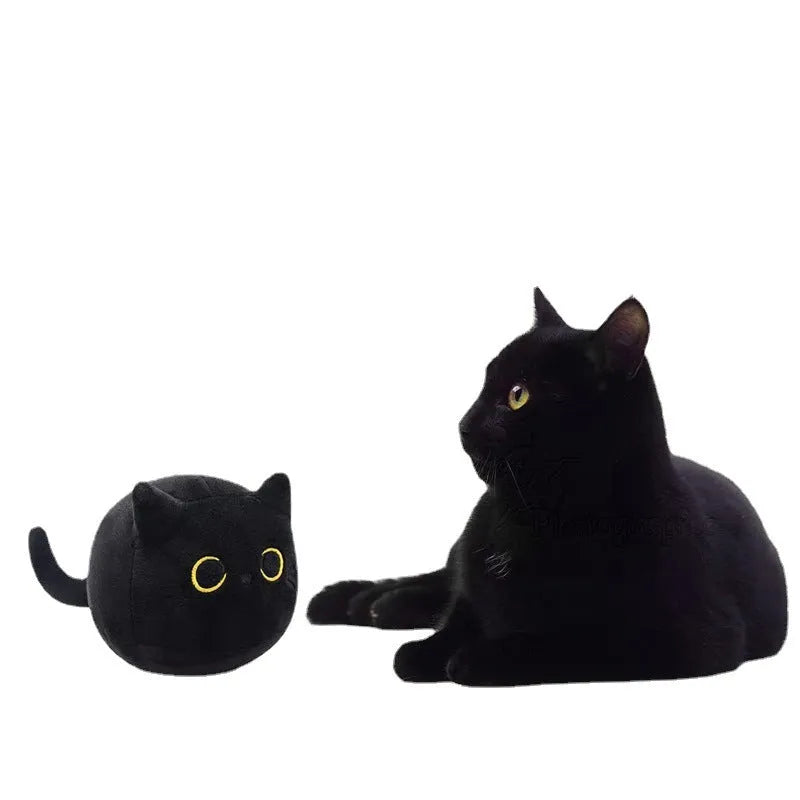 Black cat plush toy stuffed animal with soft pillow design for napping and decoration