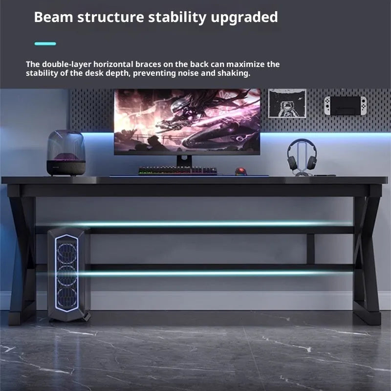 Black carbon fiber surface computer desk, single table, 100x60 cm to 160x70 cm size options, modern simple style for home office