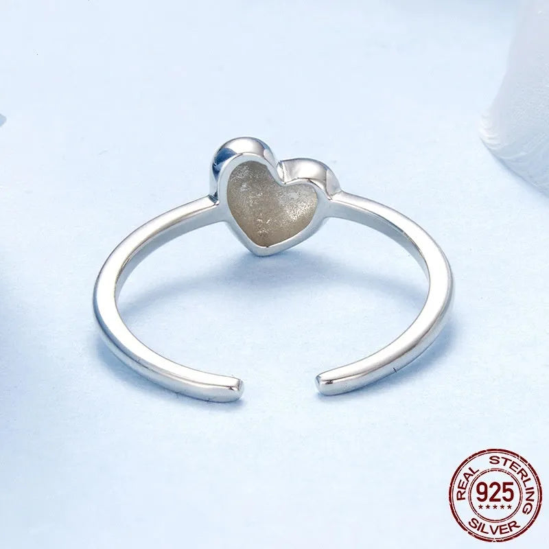 Silver love heart-shaped open ring for women, average size, BSR653 E colour, old finish