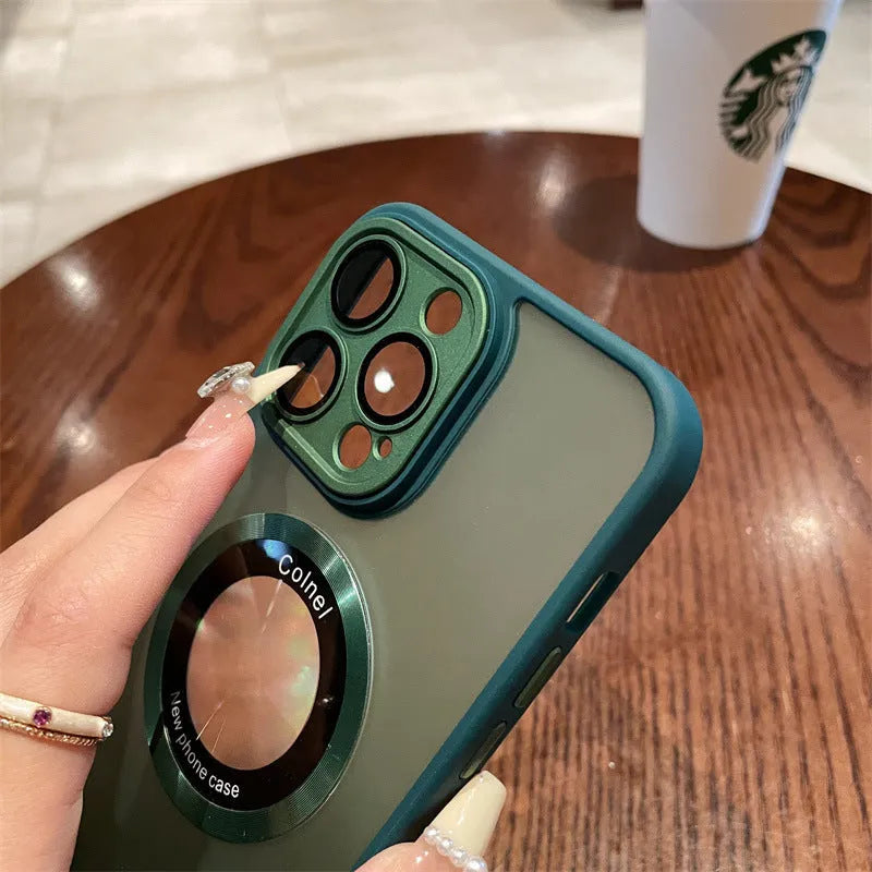 Frosted magnetic suction phone case for iPhone 15 series in blue, black and transparent colours.