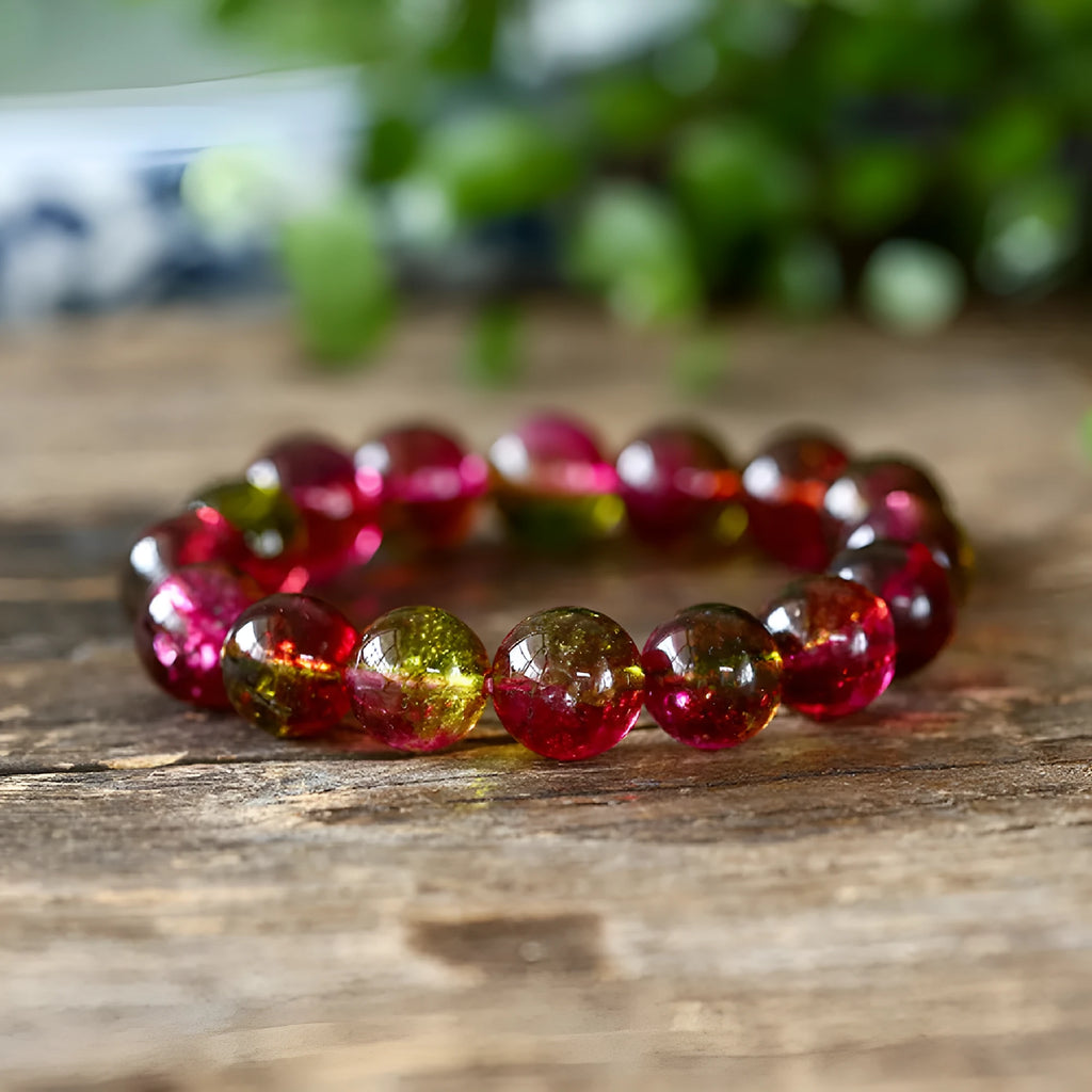Women's personalised watermelon crystal bracelet in pastoral casual style showing size options