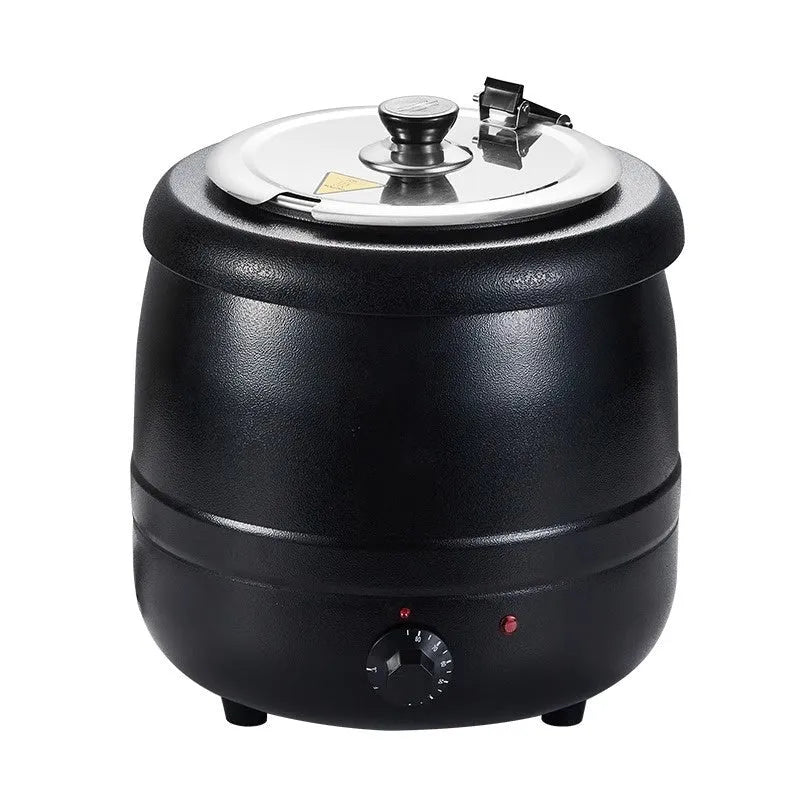 Black stainless steel 10L insulation soup pot with steel cover and adapter plug