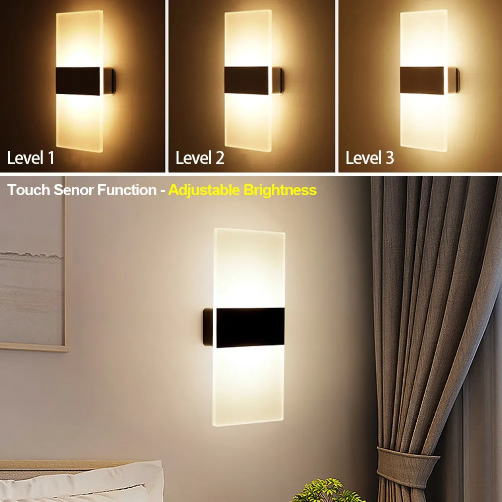 Rechargeable LED wall lamp with USB cable, 2000mAh battery, black right angle finish