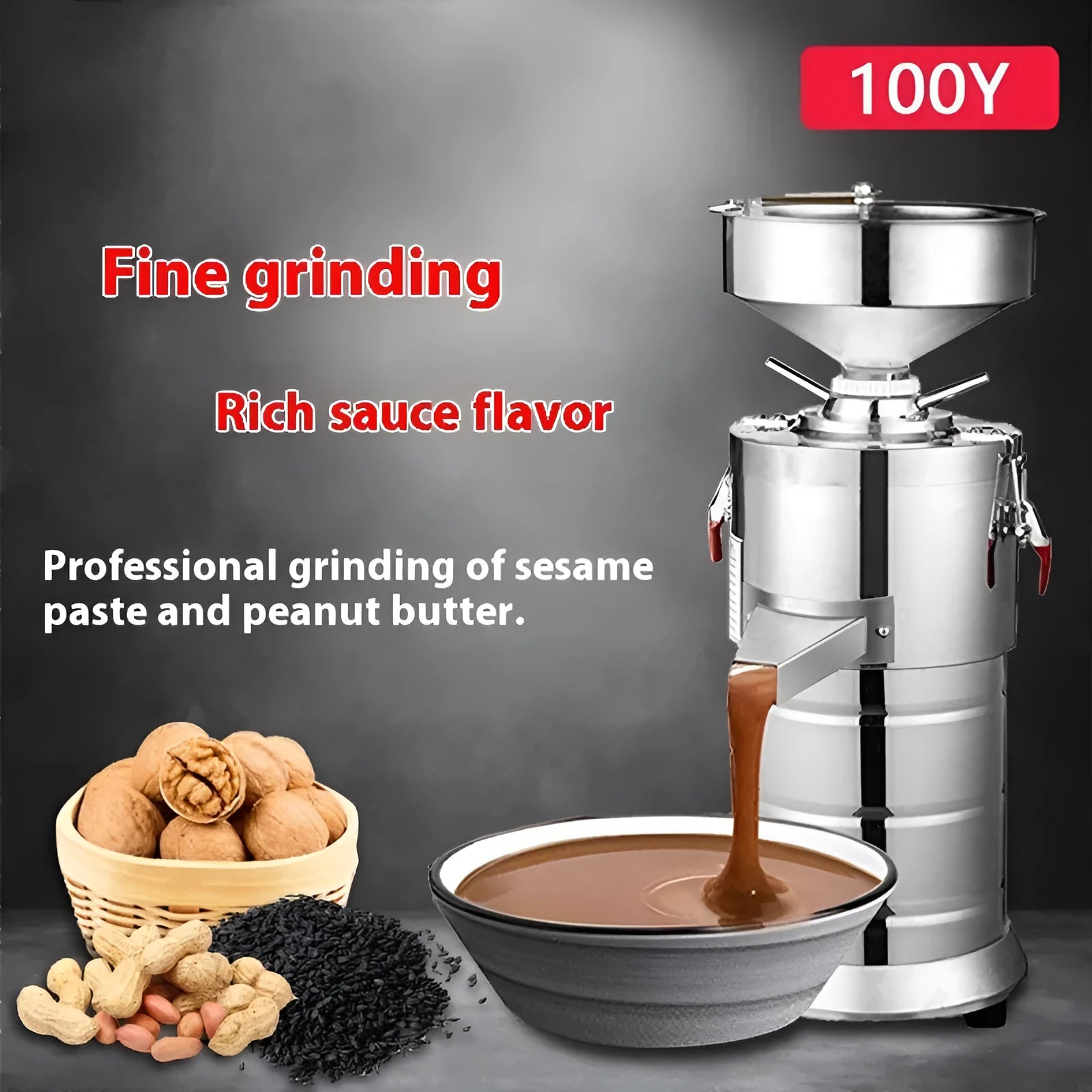 Stainless steel electric sesame paste grinding machine with 100mm wheel