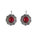 Alloy retro bohemian carved ruby drop earrings for women in colour 10505