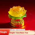 Yellow Chinese style lotus lamp with Buddha design and ABS plastic construction