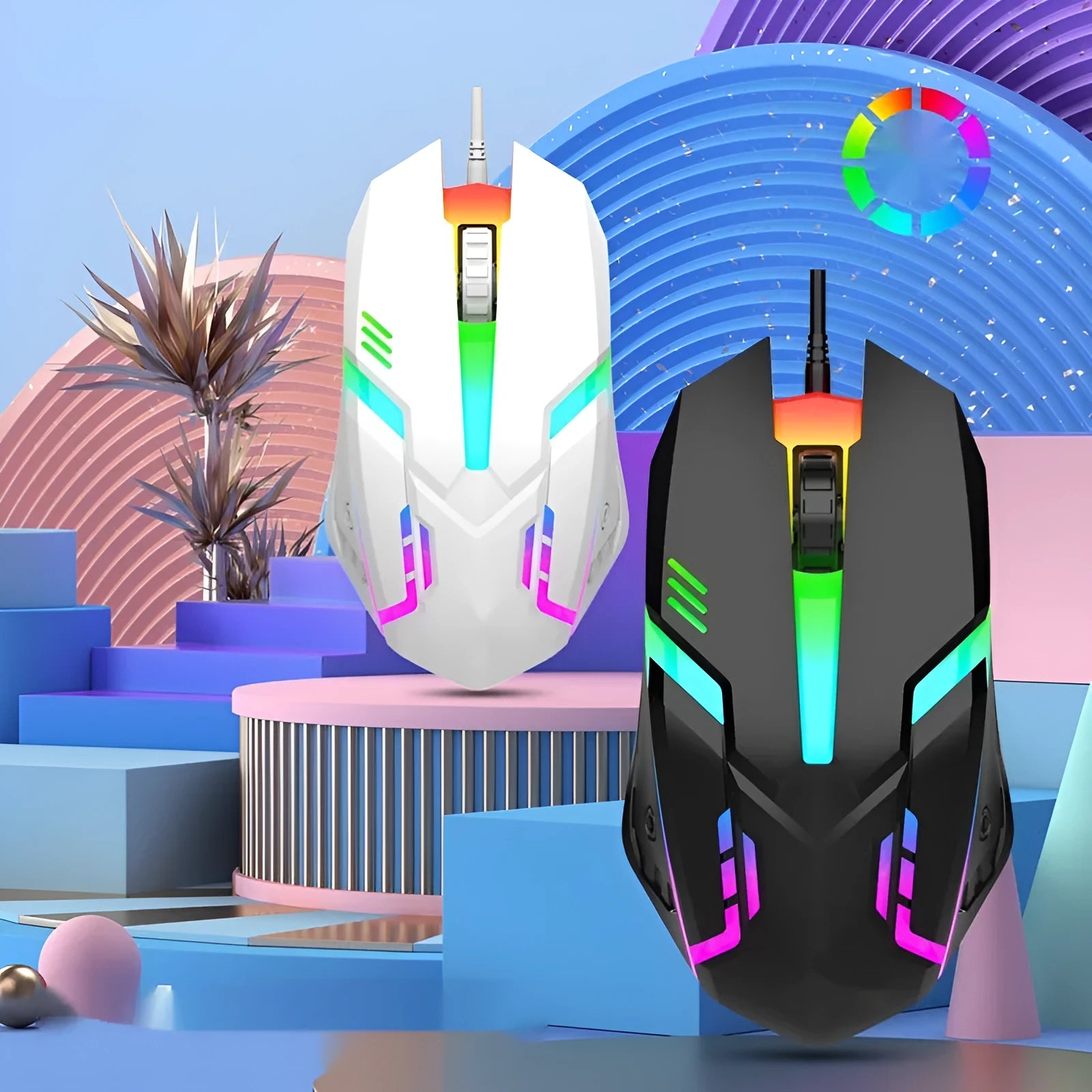 E-sports weighted wired mouse in black with USB cable, large size, photoelectric sensor