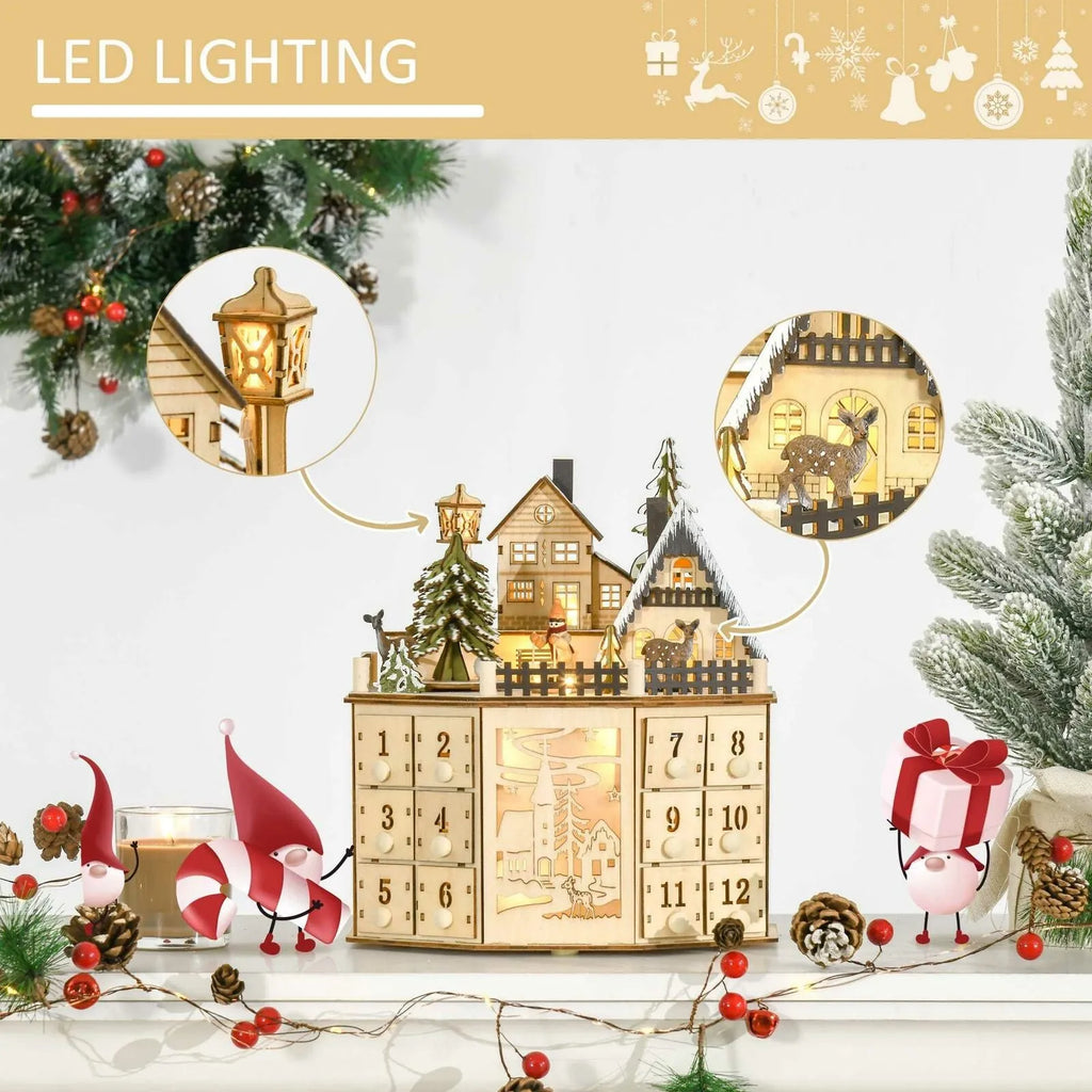 Wooden Christmas 24-day countdown advent music calendar ornament for home and office display