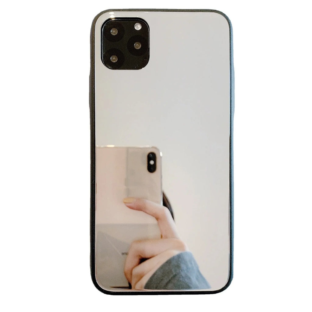 Glass mirror phone case with cosmetic mirror finish for iPhone 14 Pro Max