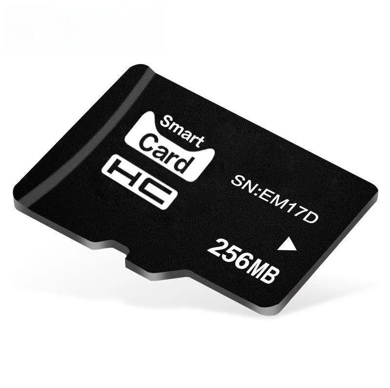 256MB TF microSD memory card in a packaged case for speakers and cameras.