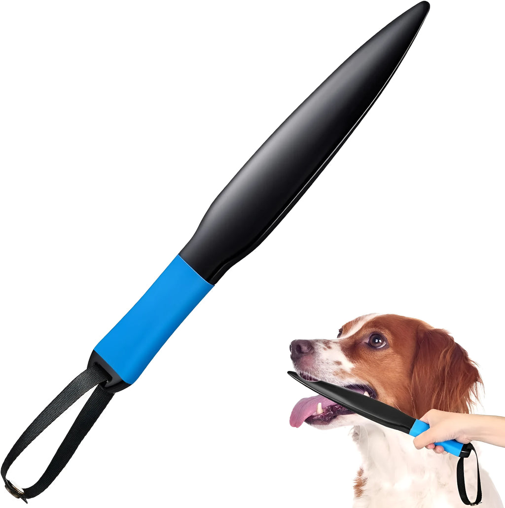 Blue-handled nylon dog bite training stick measuring 35cm in length for small and medium breeds.