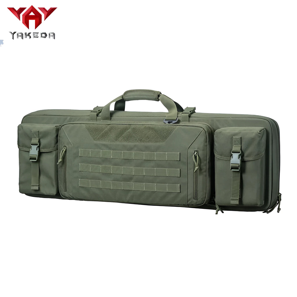 Large capacity waterproof sea fishing bag with double layers for rods and reels in black, 42 inch size