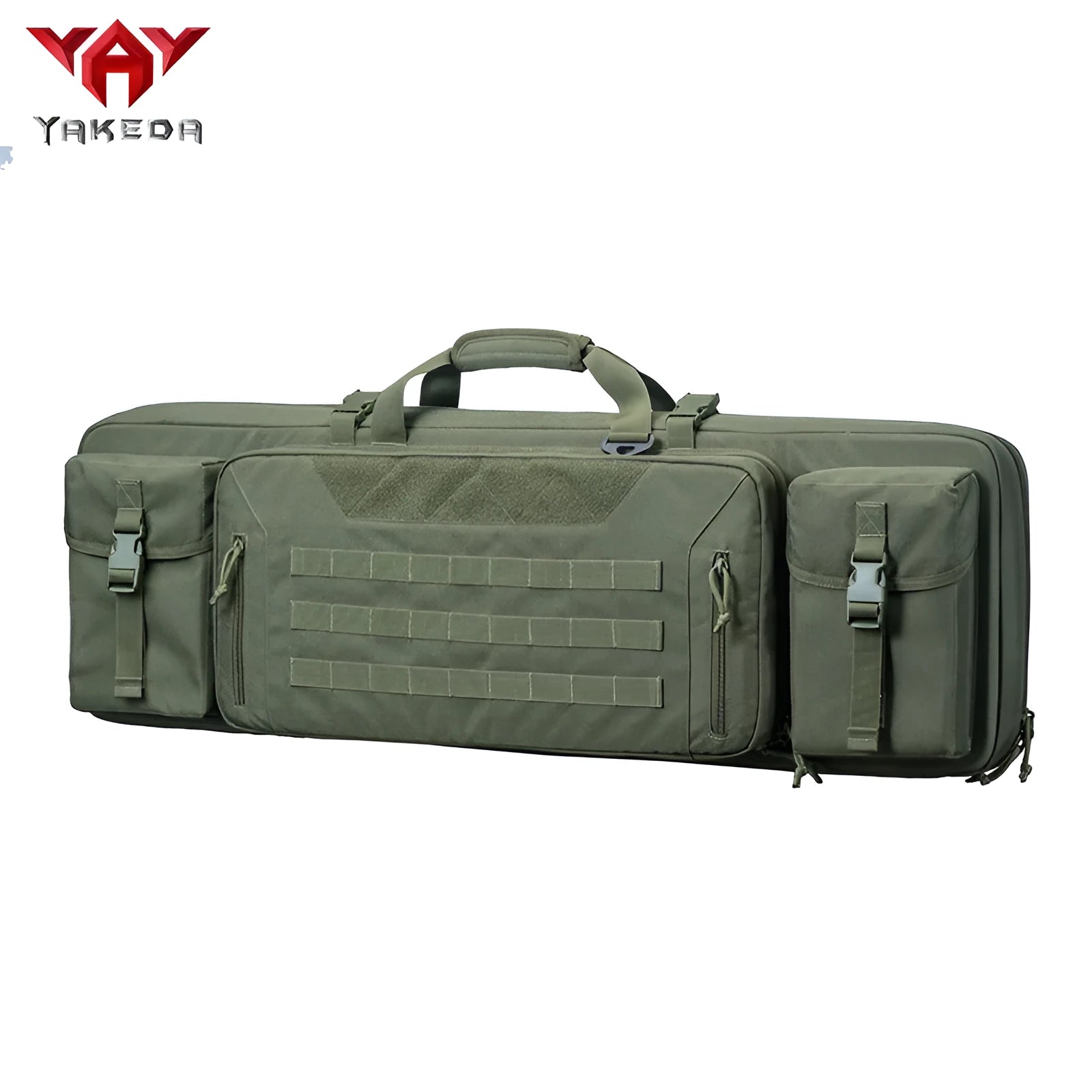 Large capacity waterproof sea fishing bag with double layers for rods and reels in black, 42 inch size