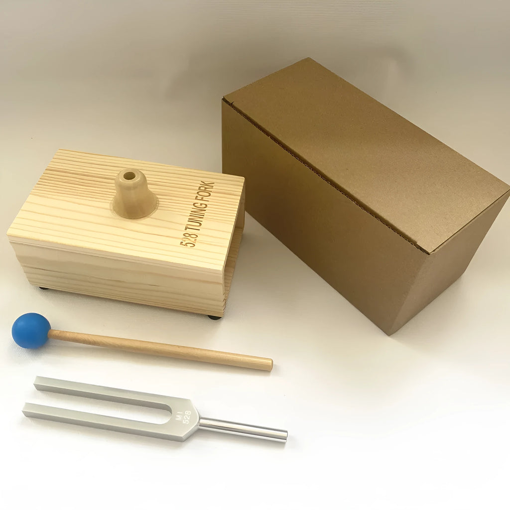 Aluminium alloy 432Hz tuning fork with speaker and 528 tuning fork set in kraft paper box