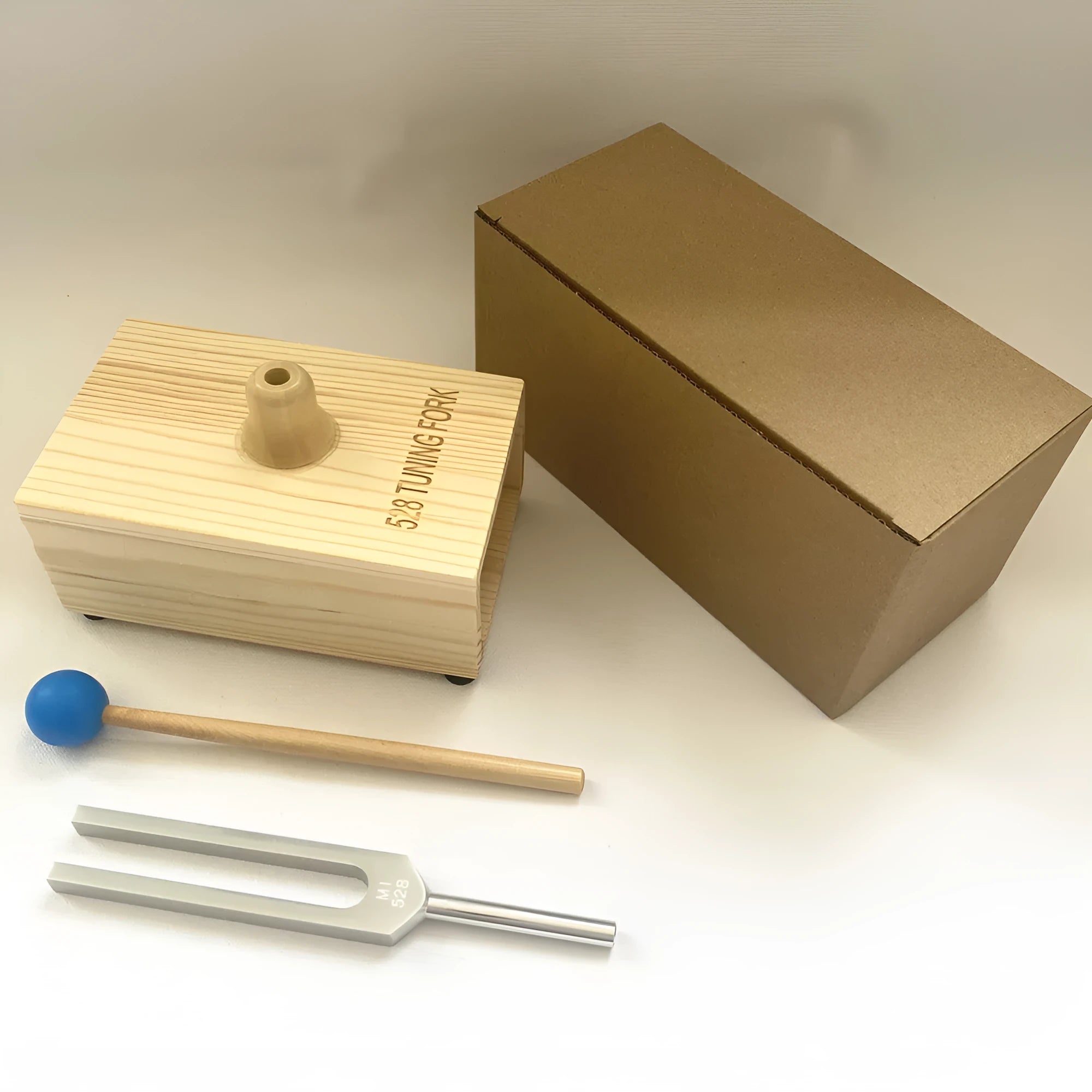 Aluminium alloy 432Hz tuning fork with speaker and 528 tuning fork set in kraft paper box