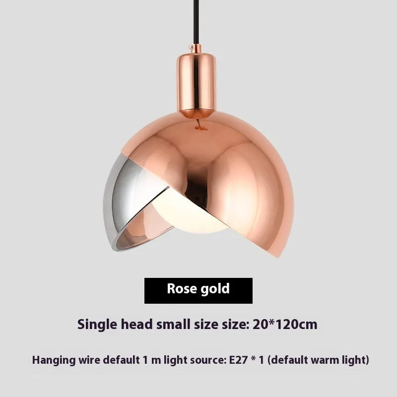 Simple gold metal droplight with 20cm iron shade and warm LED light ceiling fitting