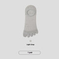 Men's grey five-finger invisible socks made from modal fabric, shown laid flat.