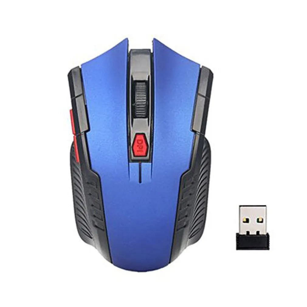2.4G optical wireless mouse in black with USB receiver, 1000DPI, six buttons