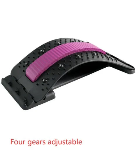 Adjustable manual back stretcher massager with multiple massage heads in a rectangular trapezoid shape.