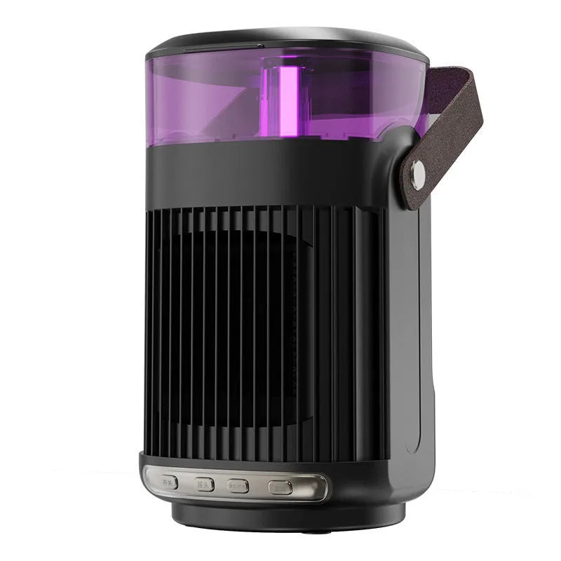 Black portable 2-in-1 space heater and humidifier with front control panel.