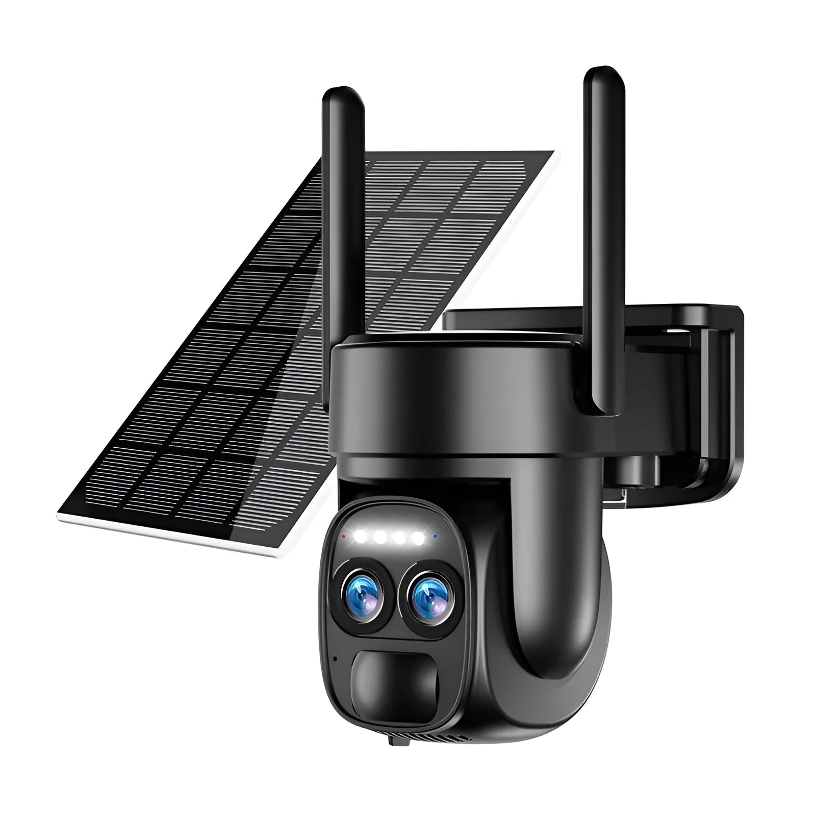 Solar panel security camera with zoom lens for outdoor home surveillance