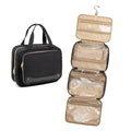 Women's hanging storage cosmetic bag in waterproof polyester, black or pink solid colour, dimensions 30.5cm