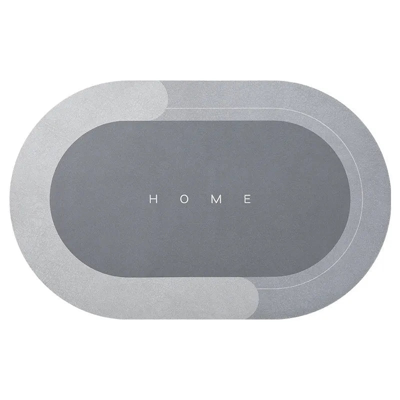Oval diatom mud bath mat with natural rubber backing in Baikal blue colour