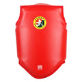 Sanda chest protector in PU material with integrated design, available in red, blue, and black colours for boxing training