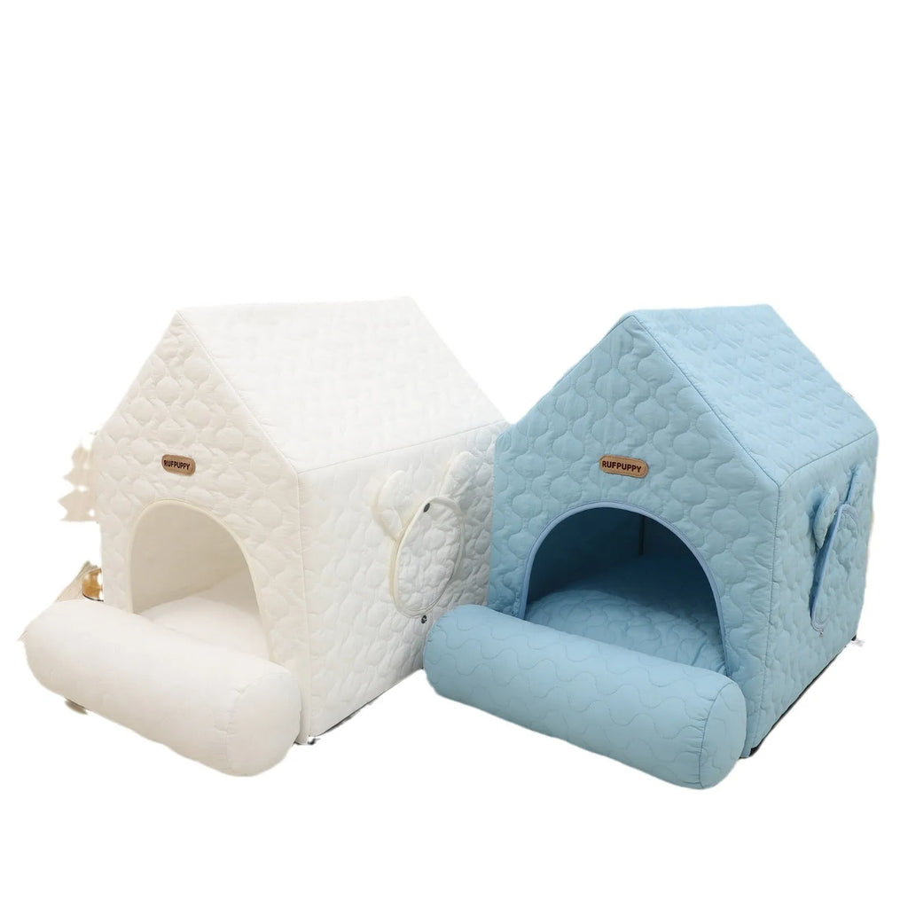 Cartoon cute closed pet house 55x38x48cm in white for pets 2-6kg