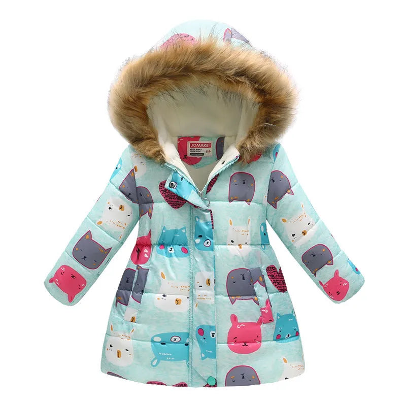 Winter child jacket cotton padded coat neutral round neck thicker filling 96% cotton sizes 100-110cm to 140-150cm for boys and girls