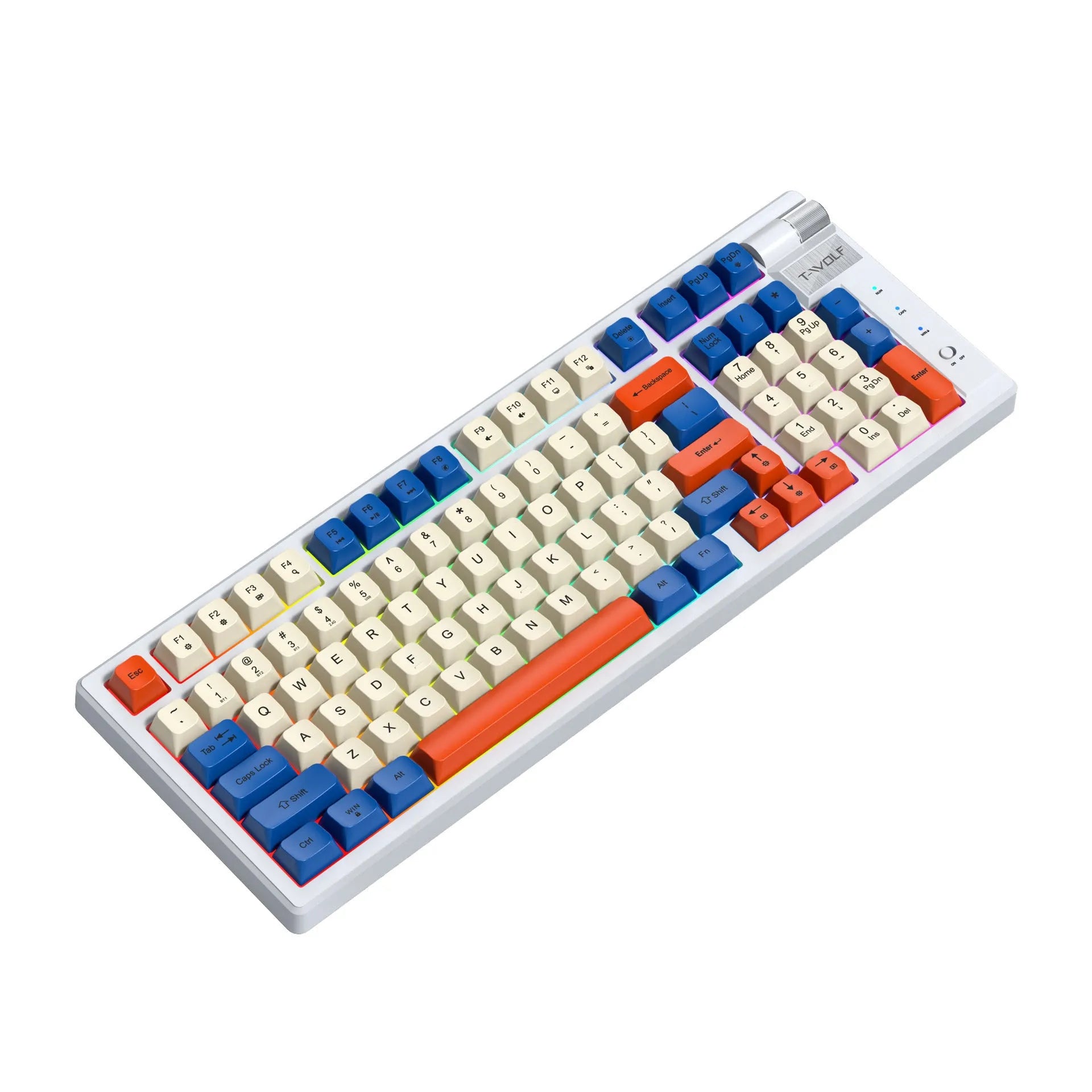 Bluetooth mechanical keyboard with USB receiver and charging cable for desktop computers