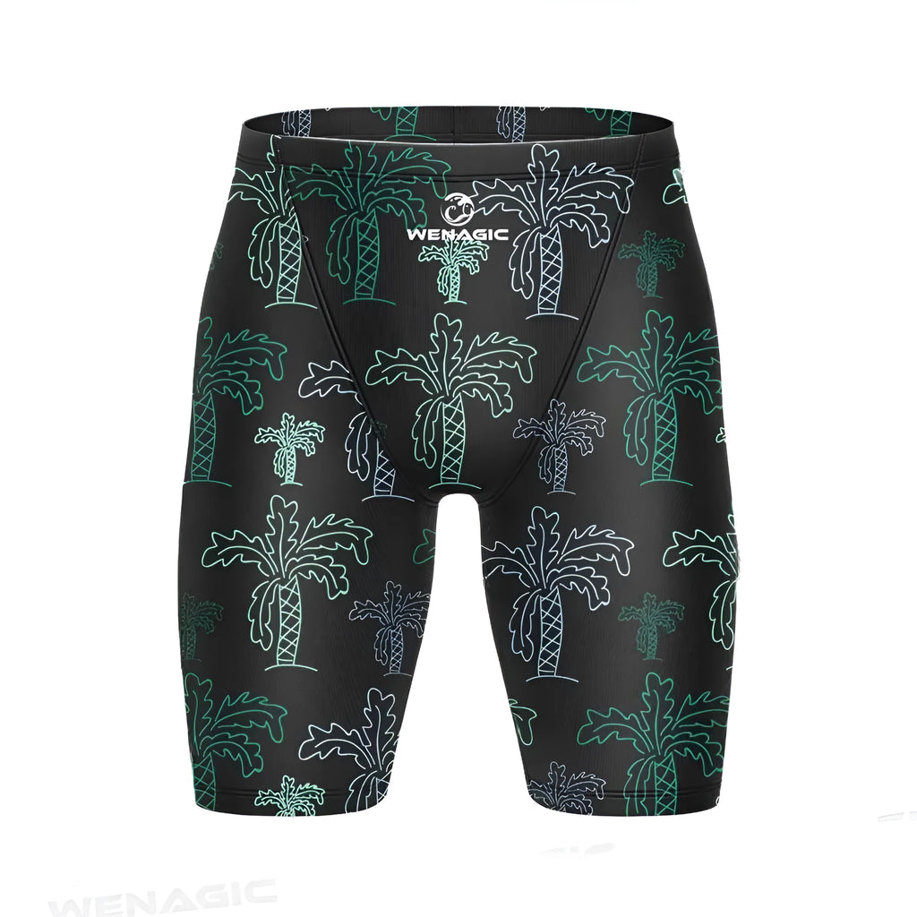 Men's brief-style swimming pants in various colours, made from Lycra and polyester fabric.