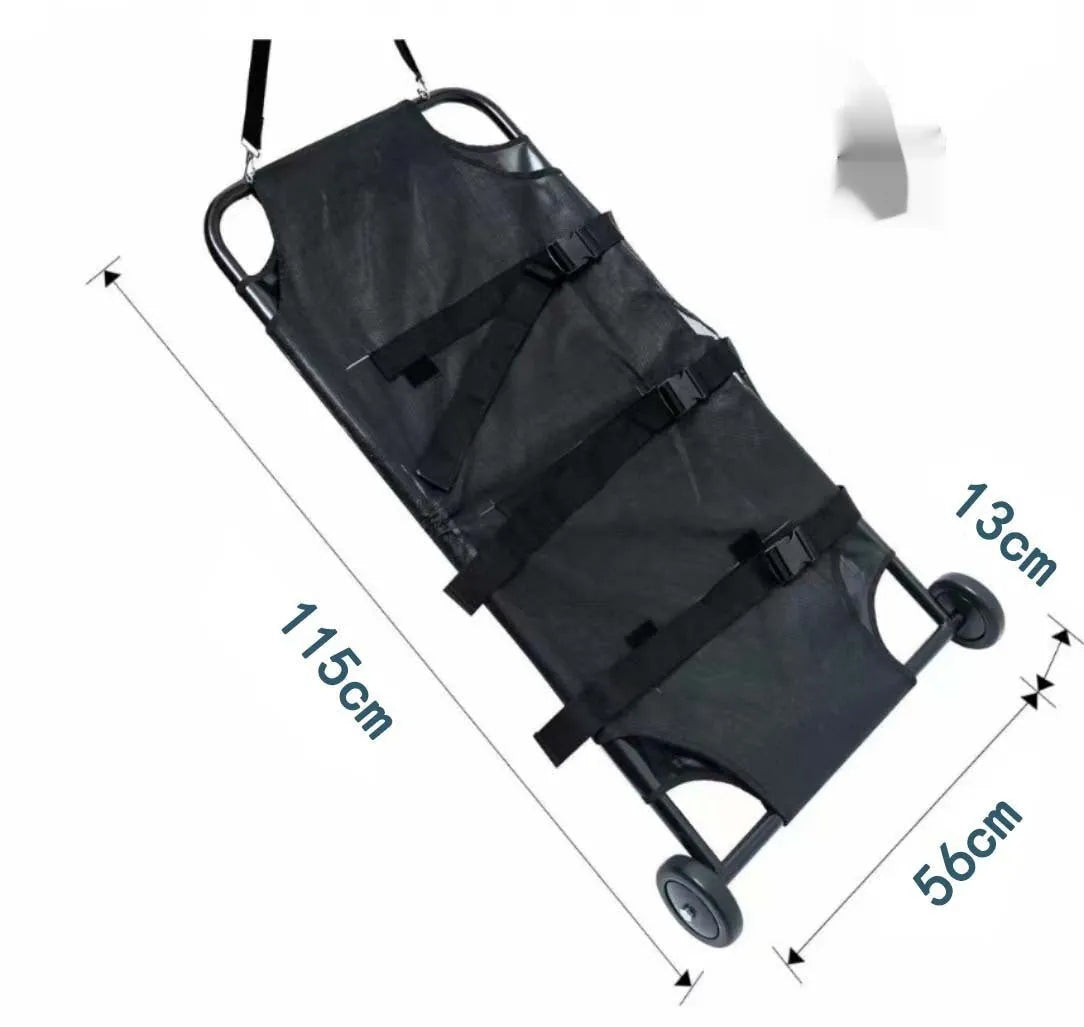 Large black aluminium alloy foldable pet stretcher for emergency dog transfer