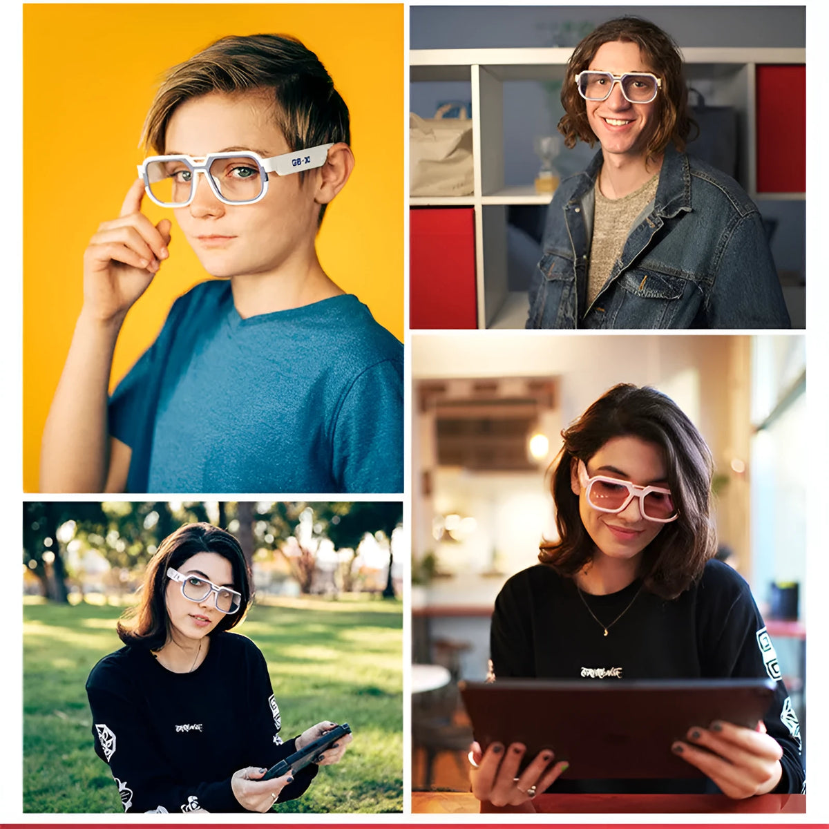 Directional audio glasses with PC frame, 150x150x51mm, 46g, Bluetooth smart speaker, grey or black