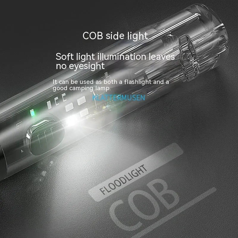 Black portable outdoor flashlight with 1W LED and USB rechargeable built-in battery