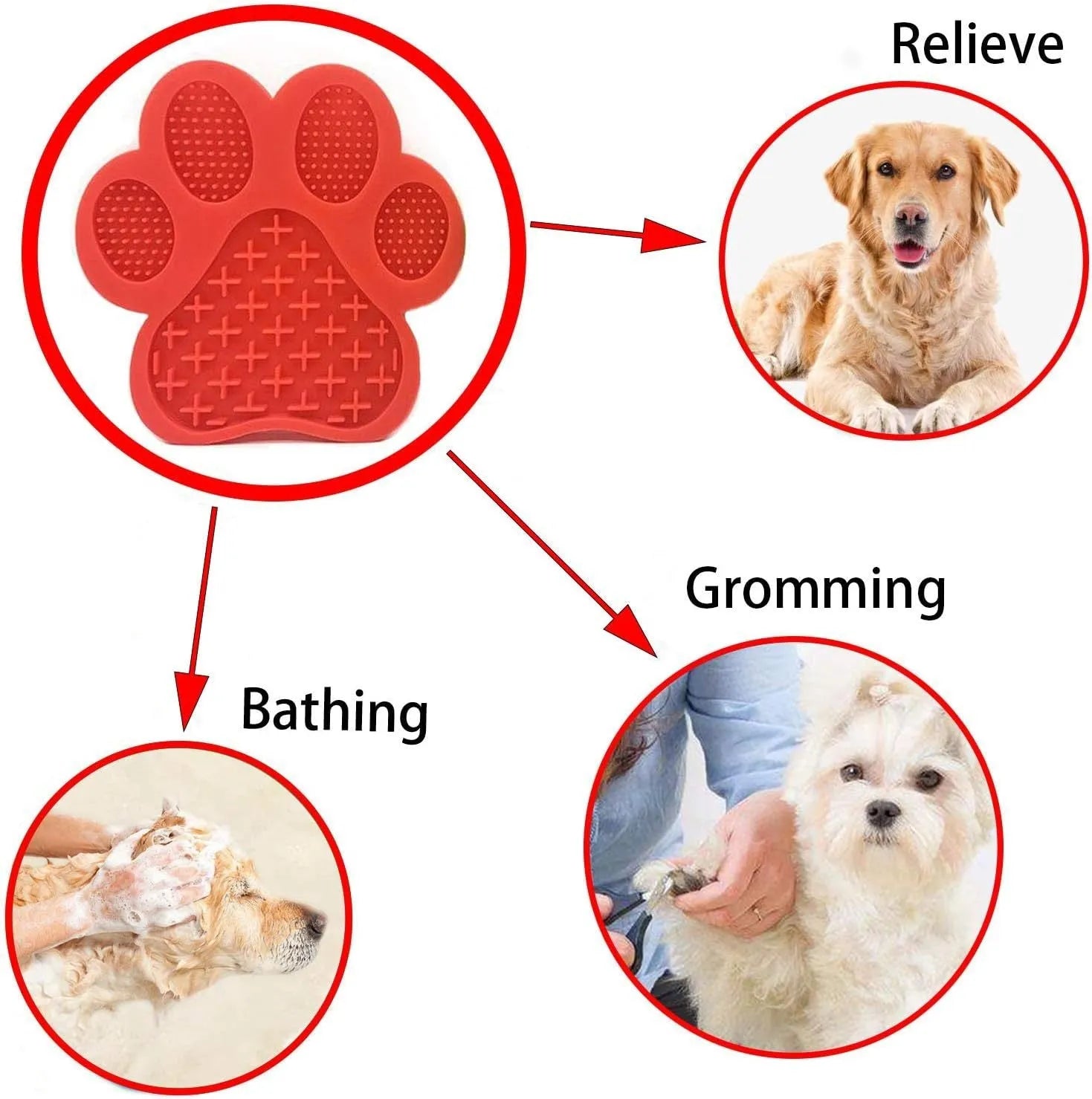 Blue bone-shaped silicone dog licking mat with suction cups on back for wall mounting during bathing.