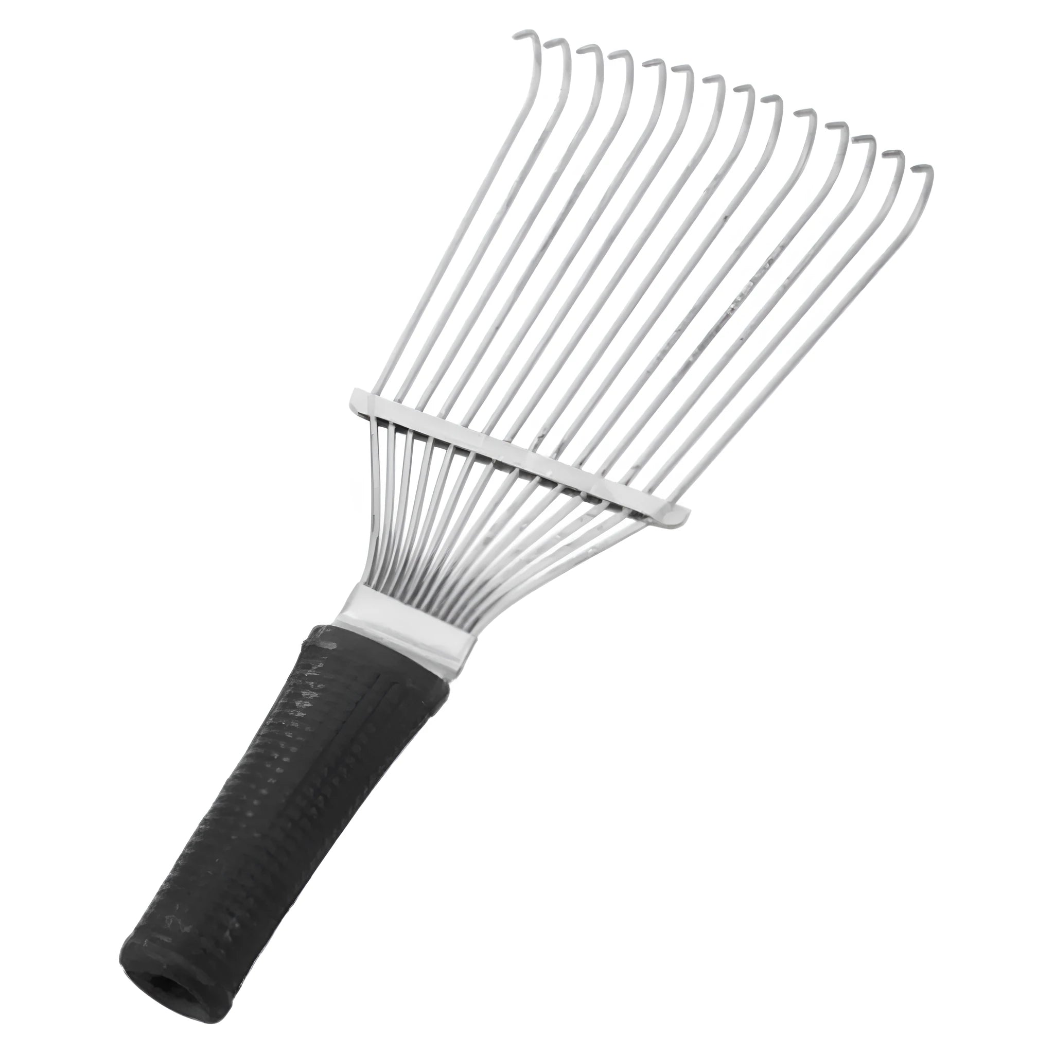 Stainless steel horse dematting brush comb with metal teeth and handle for grooming livestock and dogs.