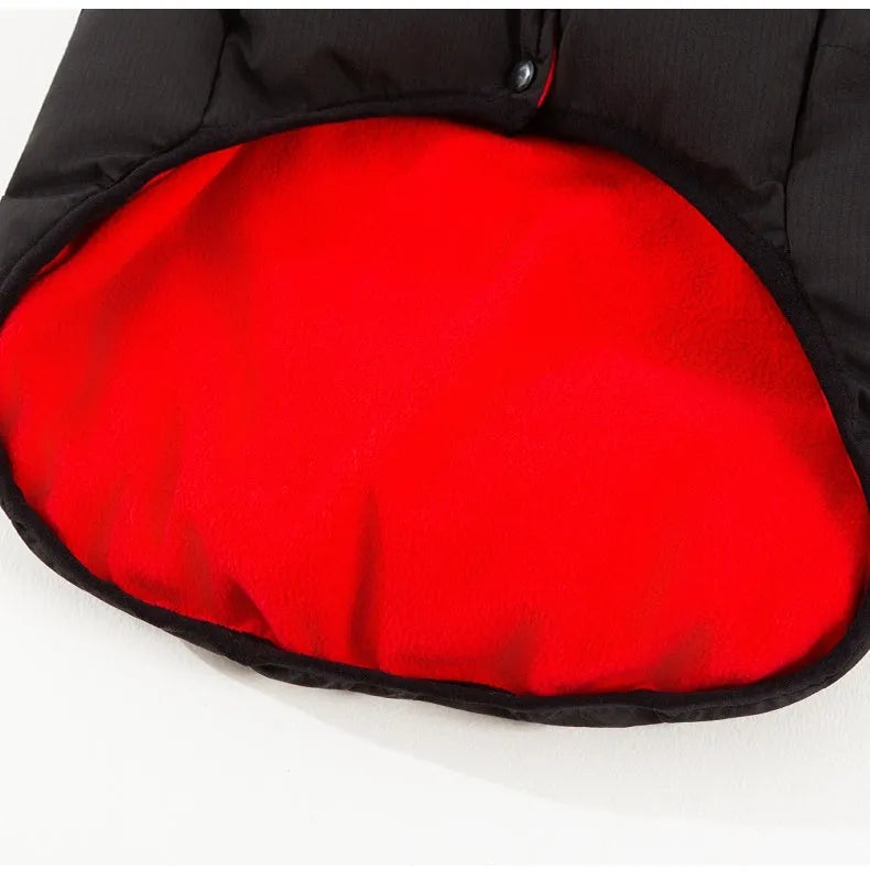 Thick winter cotton-padded dog vest for large dogs with zipper and pocket, black colour