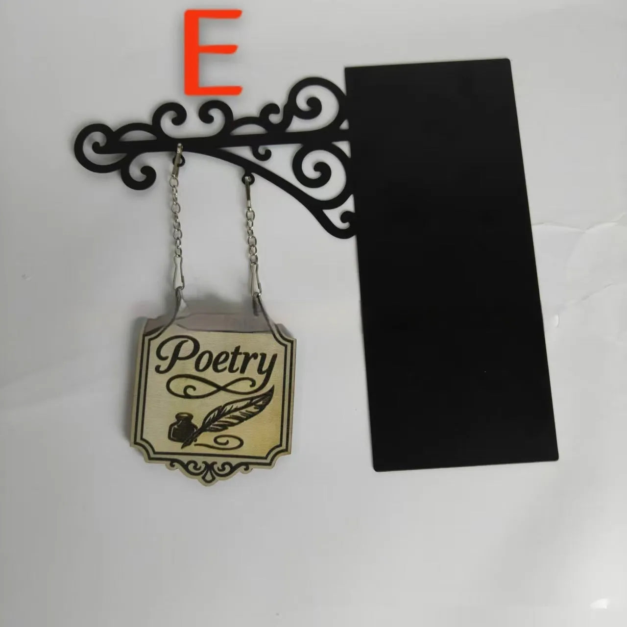 Rustic tavern sign style book divider ornament for shelf organisation, one of five available designs.