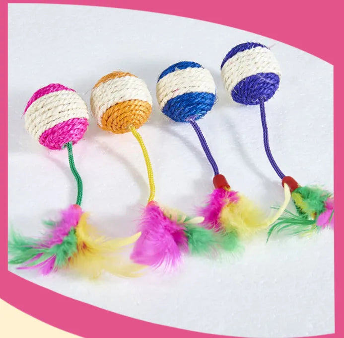 Paper sisal ball cat toy measuring 20x4.5cm for teeth grinding and claw sharpening