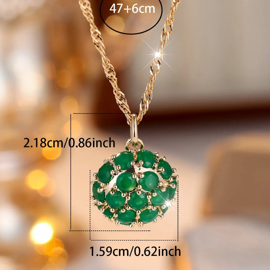 Champagne gold emerald diamond necklace with geometric pendant on adjustable chain